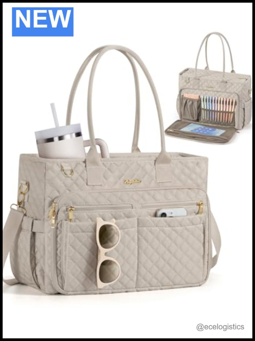 15.6" Laptop Tote Bag for Women, Teacher Work Bag with Pockets